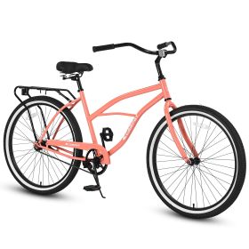 S26204 26 Inch Beach Cruiser Bike For Men And Women, Steel Frame, Single Speed Drivetrain, Upright Comfortable Rides, Multiple Colors (Option: Pink)